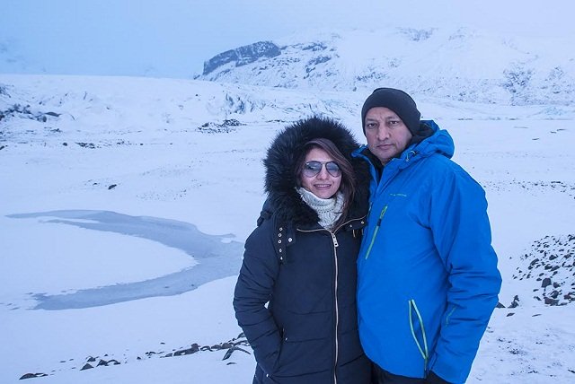 Ratika Haksar and Sharad Haksar in Iceland.