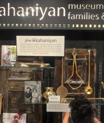 It Mattered to Her: Inside Vaydehi Khandelwal’s Ten-Year Journey to Bring Her Grandmother Back to Life The introductory placard describing Ghar Ki Kahaniyan as a museum of families and stories, displayed above a weathered, hand-bound personal diary